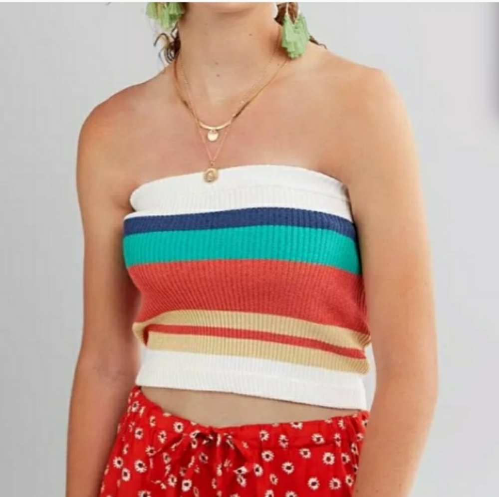 RVCA Multicolor Strapless Top
